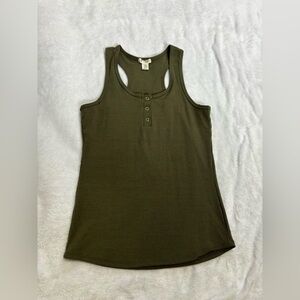 Bozzolo Ribbed Tank Top Olive Green Racerback Casual Sleeveless Top Large‎